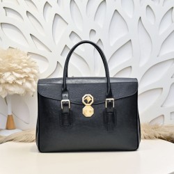 Falso Perfetto Borsa da lavoro da uomo Stefano Ricci oro stampa coccodrillo opaca Nero Imitazione Outlet Online