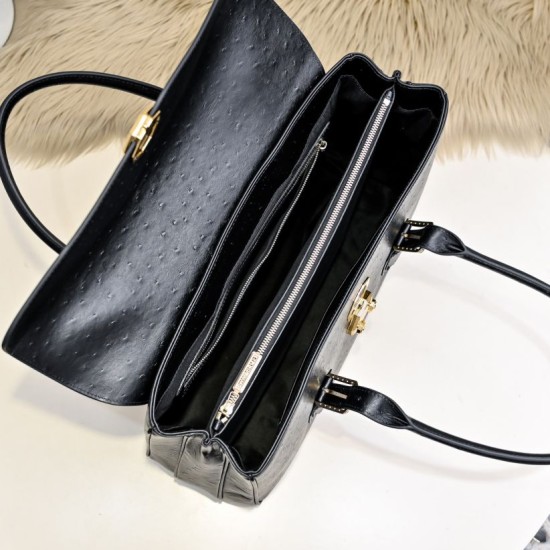 Falso Perfetto Borsa da lavoro da uomo Stefano Ricci oro stampa coccodrillo opaca Nero Imitazione Outlet Online