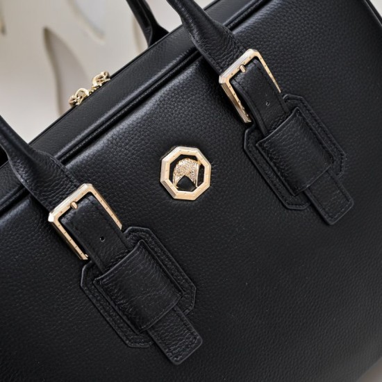 Falso Perfetto Borsa da lavoro Stefano Ricci fantasia coccodrillo nera Imitazione Outlet Online