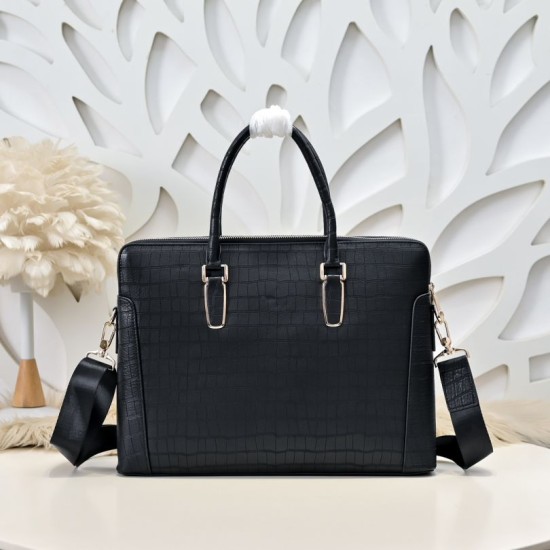Falso Perfetto Borsa business Stefano Ricci Stampa coccodrillo Nero Imitazione Outlet Online