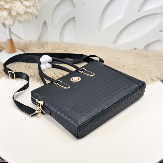 Falso Perfetto Borsa business Stefano Ricci Stampa coccodrillo Nero Imitazione Outlet Online