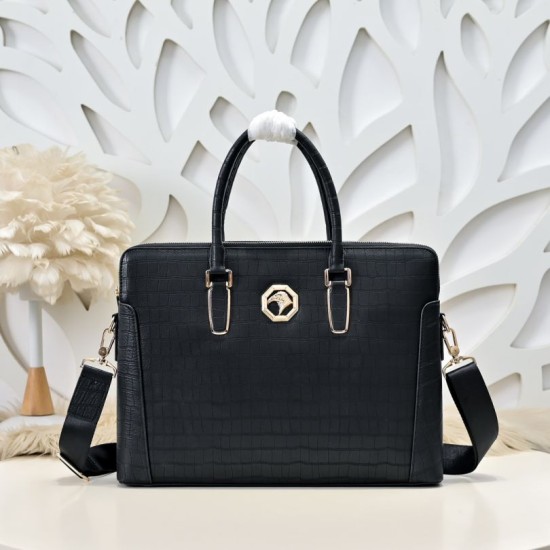 Falso Perfetto Borsa business Stefano Ricci Stampa coccodrillo Nero Imitazione Outlet Online