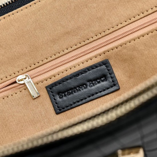 Falso Perfetto Borsa business Stefano Ricci Stampa coccodrillo Nero Imitazione Outlet Online