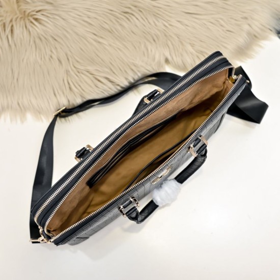 Falso Perfetto Borsa business Stefano Ricci Stampa coccodrillo Nero Imitazione Outlet Online