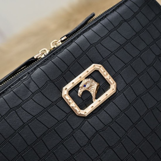 Falso Perfetto Borsa a tracolla Stefano Ricci fantasia coccodrillo Nero Imitazione Outlet Online
