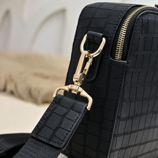 Falso Perfetto Borsa a tracolla Stefano Ricci fantasia coccodrillo Nero Imitazione Outlet Online