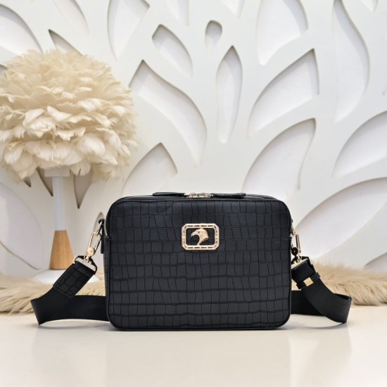 Falso Perfetto Borsa a tracolla Stefano Ricci fantasia coccodrillo Nero Imitazione Outlet Online