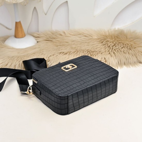 Falso Perfetto Borsa a tracolla Stefano Ricci fantasia coccodrillo Nero Imitazione Outlet Online