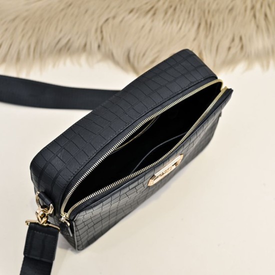 Falso Perfetto Borsa a tracolla Stefano Ricci fantasia coccodrillo Nero Imitazione Outlet Online