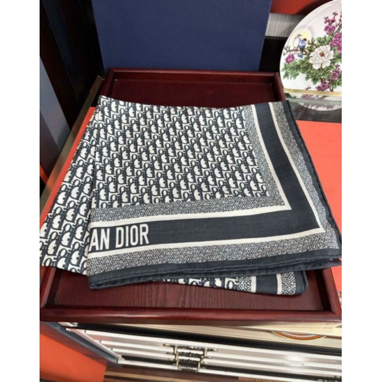 Premio Replica Sciarpa Dior Oblique misto cashmere blu navy 65x185 Imitazione Outlet