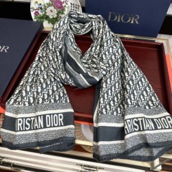 Premio Replica Sciarpa Dior Oblique misto cashmere blu navy 65x185 Imitazione Outlet