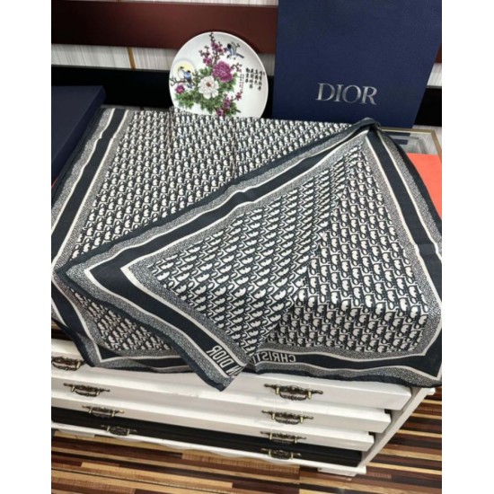 Premio Replica Sciarpa Dior Oblique misto cashmere blu navy 65x185 Imitazione Outlet