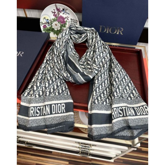 Premio Replica Sciarpa Dior Oblique misto cashmere blu navy 65x185 Imitazione Outlet
