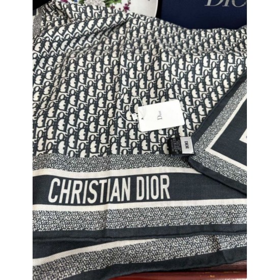 Premio Replica Sciarpa Dior Oblique misto cashmere blu navy 65x185 Imitazione Outlet