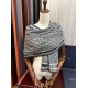 Premio Replica Sciarpa Dior Oblique misto cashmere blu navy 65x185 Imitazione Outlet