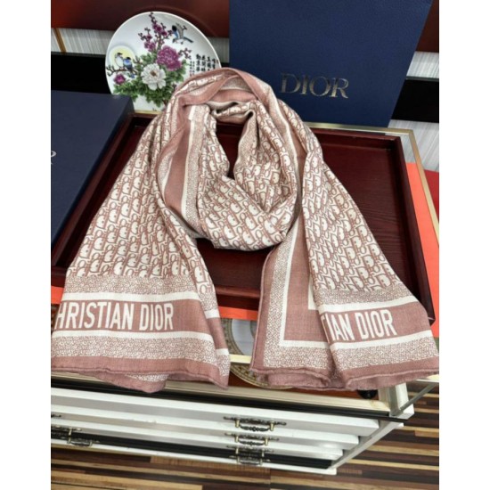 Premio Replica Sciarpa Dior Oblique misto cashmere Rosa 65x185 Imitazione Outlet