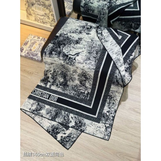 Premio Replica Sciarpa quadrata twill di seta e cashmere Dior Toile de Jouy Sauvage Nero 140 x 140 Imitazione Outlet