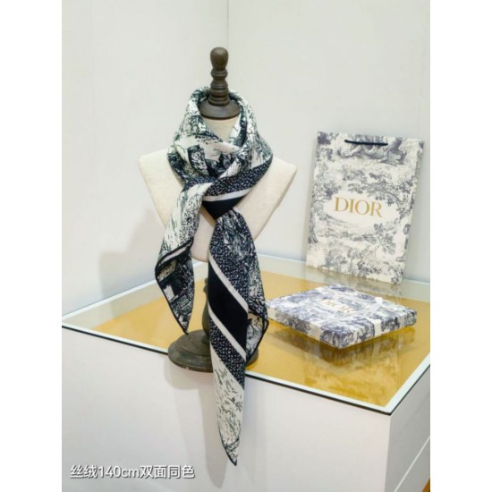 Premio Replica Sciarpa quadrata twill di seta e cashmere Dior Toile de Jouy Sauvage Nero 140 x 140 Imitazione Outlet