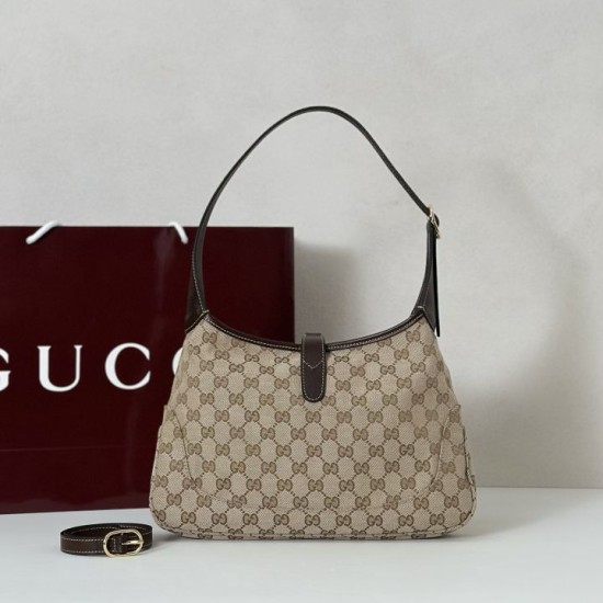 Premio Replica Borsa a tracolla piccola Gucci Jackie Slim 863136/863137 Marrone Imitazione Outlet