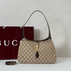 Premio Replica Borsa a tracolla piccola Gucci Jackie Slim 863136/863137 Marrone Imitazione Outlet