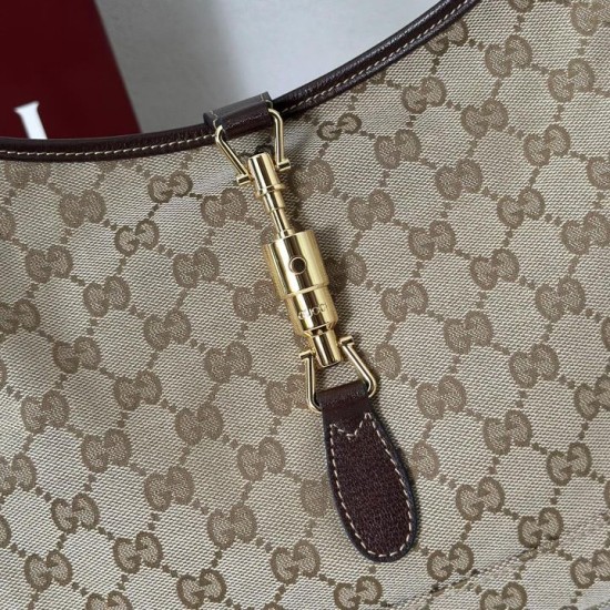 Premio Replica Borsa a tracolla piccola Gucci Jackie Slim 863136/863137 Marrone Imitazione Outlet