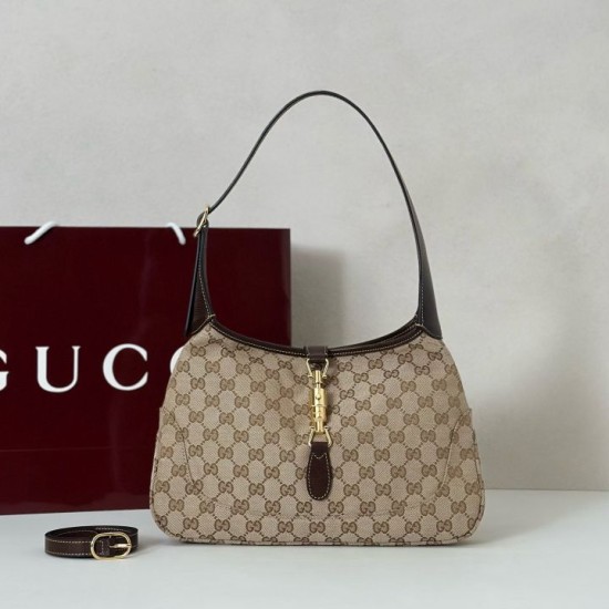 Premio Replica Borsa a tracolla piccola Gucci Jackie Slim 863136/863137 Marrone Imitazione Outlet