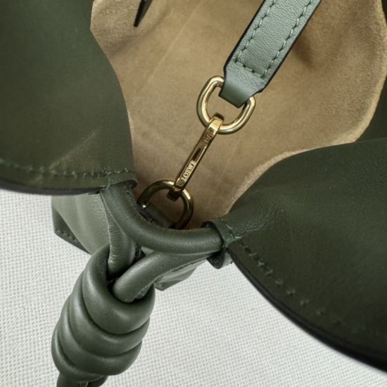 Premio Replica Borsa a mano Mini Loewe Flamenco nappa verde Imitazione Outlet