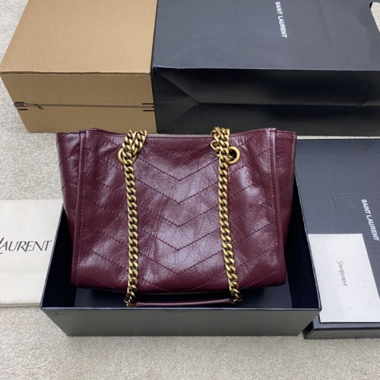 Premio Replica Borse YSL Saint Laurent Niki piccola shopping pelle bovina oliata e cerata Rosso Imitazione Outlet