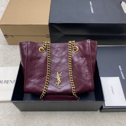 Premio Replica Borse YSL Saint Laurent Niki piccola shopping pelle bovina oliata e cerata Rosso Imitazione Outlet