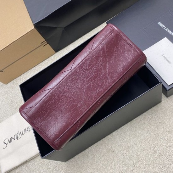 Premio Replica Borse YSL Saint Laurent Niki piccola shopping pelle bovina oliata e cerata Rosso Imitazione Outlet
