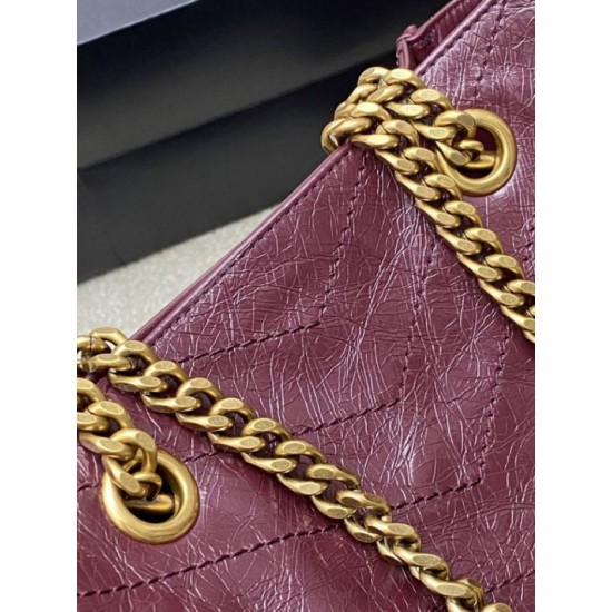 Premio Replica Borse YSL Saint Laurent Niki piccola shopping pelle bovina oliata e cerata Rosso Imitazione Outlet