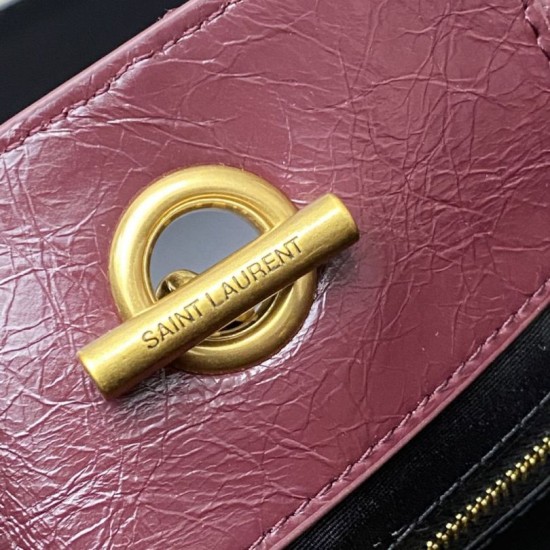 Premio Replica Borse YSL Saint Laurent Niki piccola shopping pelle bovina oliata e cerata Rosso Imitazione Outlet