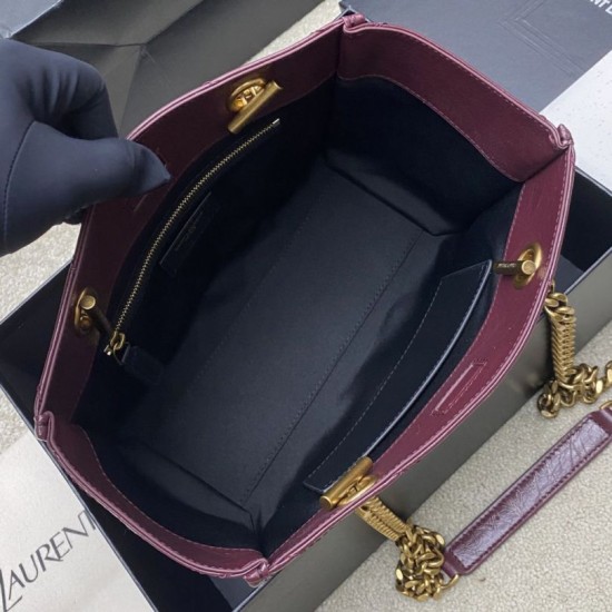 Premio Replica Borse YSL Saint Laurent Niki piccola shopping pelle bovina oliata e cerata Rosso Imitazione Outlet