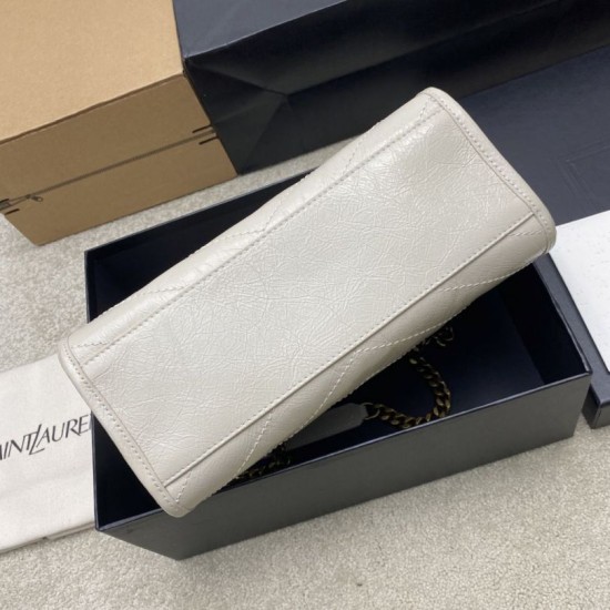Premio Replica Borse YSL Saint Laurent Niki piccola shopping pelle bovina oliata e cerata Beige Imitazione Outlet