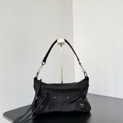 Premio Replica Borsa a tracolla piccola Balenciaga Le City Moto nylon nera Imitazione Outlet