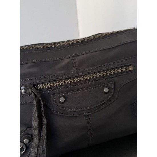 Premio Replica Borsa a tracolla piccola Balenciaga Le City Moto nylon nera Imitazione Outlet