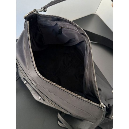Premio Replica Borsa a tracolla media Balenciaga Le City Moto in nylon nero Imitazione Outlet