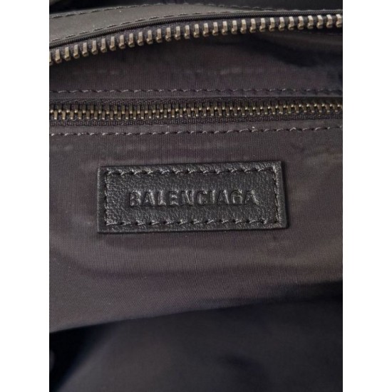 Premio Replica Borsa a tracolla media Balenciaga Le City Moto in nylon nero Imitazione Outlet