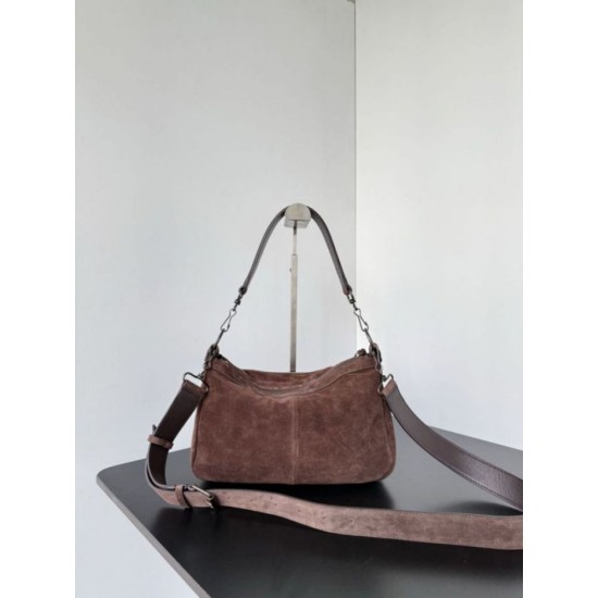 Premio Replica Borsa a tracolla piccola Balenciaga Le City scamosciata marrone Imitazione Outlet