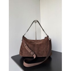 Premio Replica Borsa a tracolla media Balenciaga Le City scamosciata marrone Imitazione Outlet