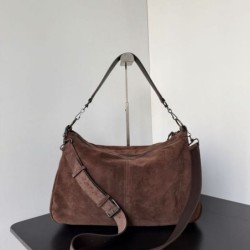 Premio Replica Borsa a tracolla media Balenciaga Le City scamosciata marrone Imitazione Outlet