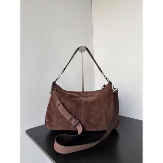 Premio Replica Borsa a tracolla media Balenciaga Le City scamosciata marrone Imitazione Outlet