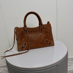 Premio Replica Borsa tote Balenciaga Le City Medium scamosciata cammello Imitazione Outlet
