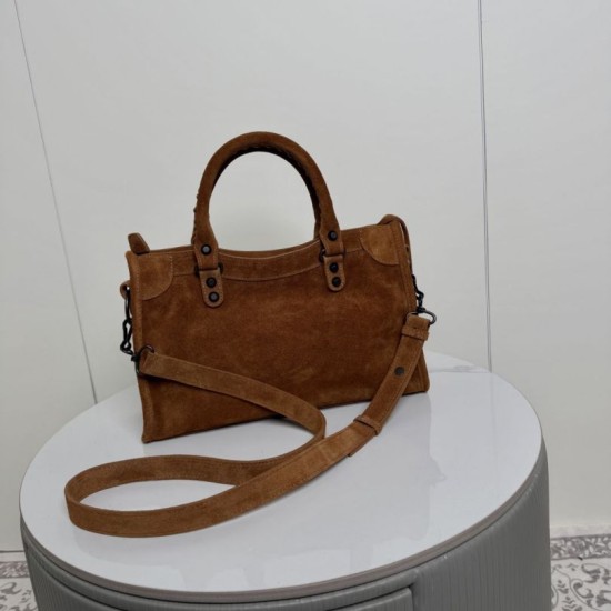 Premio Replica Borsa tote Balenciaga Le City Medium scamosciata cammello Imitazione Outlet