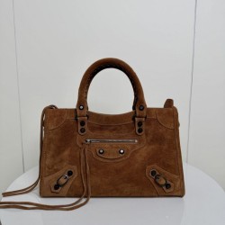 Premio Replica Borsa tote Balenciaga Le City Medium scamosciata cammello Imitazione Outlet