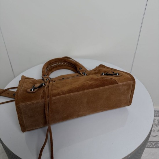 Premio Replica Borsa tote Balenciaga Le City Medium scamosciata cammello Imitazione Outlet