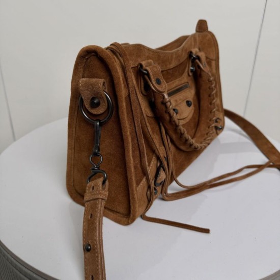 Premio Replica Borsa tote Balenciaga Le City Medium scamosciata cammello Imitazione Outlet