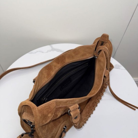 Premio Replica Borsa tote Balenciaga Le City Medium scamosciata cammello Imitazione Outlet