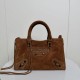 Premio Replica Borsa tote Balenciaga Le City Medium scamosciata cammello Imitazione Outlet