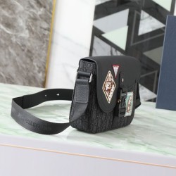 Premio Replica Borse a tracolla Dior Saddle piccola con patta nera Imitazione Outlet